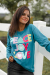 Peace Love & Joy Long Sleeve Topaz Tee