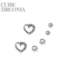 CZ Mini Heart Set Stud Earrings