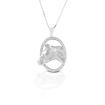 Kelly Herd Oval Halter Horsehead Necklack - Sterling Silver