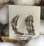 Feather Sterling Hoop Earrings
