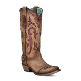 Corral Women’s LD Orix Inlay & Embroidery Wing Tip Boot