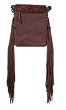 Ariat Brynlee Rust Aztec Blanket with Floral Tooled Leather & Fringe Crossbody Bag