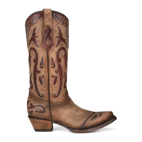 Corral Women’s LD Orix Inlay & Embroidery Wing Tip Boot