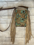 Turquoise Brands with Champagne Fringe Purse
