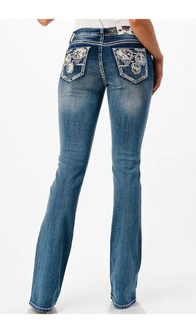 Grace in LA Women’s Easy Fit Jeans with Aztec Cowhide Pockets