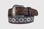 Roper Men’s Brown Floral & Blue Aztec Belt