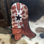 Brown and White Cheetah Print Boot Claw Clip