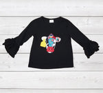 Cow Appliqué Bell Sleeve Girl's Top