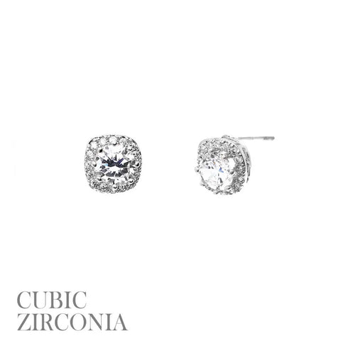 Cubic Zirconia Circle Post Earrings
