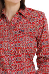 Cinch Women's Scarlet Red Geo Print Shirt
