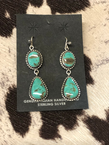 Turquoise & Sterling Silver Earrings by Elgin Tom-Navajo