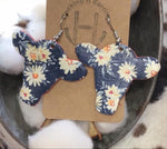 Floral Cow Head Leather Earrings