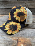 Sunflower Black Ponytail Cap