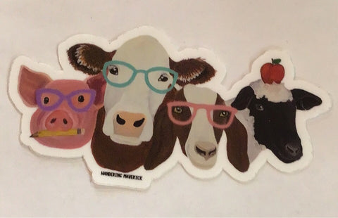 Animals With Glasses Sticker