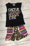 Cactus Leopard Serape Girl’s Short Set