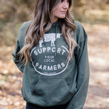 Support Local Farmers Hooded Military Green Sweatshirt