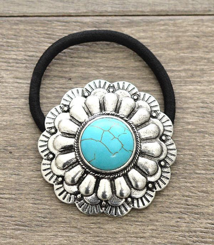 Turquoise Single Stone Hair Tie