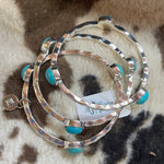 Burnished Silver Bangles  with Turquoise Braclet