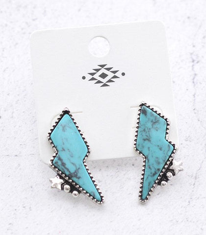 Turquoise Lightning Bolt With Stars
