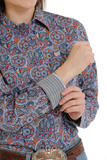 Cinch Women's Light Blue Paisley Print Shirt