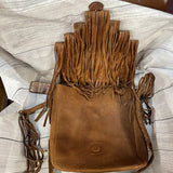 Saddle Blanket & Tooled Leather With Fringe Shoulder Bag