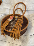 Circle Hair On Braided Handle Purse
