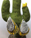 Leather Hair on Cowhide and Yellow Gator Print Earrings