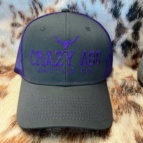 Crazy Ass Cattle Company Purple & Gray Cap