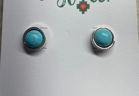 Turquoise Button Earrings