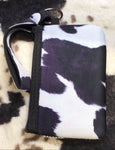 Faux Cowhide Print ID Wristlet