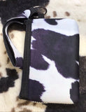 Faux Cowhide Print ID Wristlet