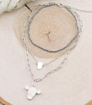 Western Cow Pendant Layered Necklace-Natural