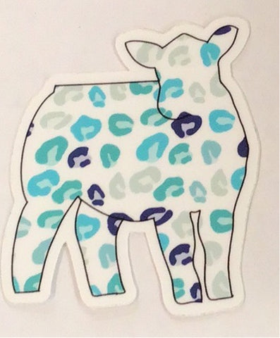 Blue Leopard Cow Sticker