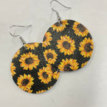 Black Sunflower Circle Earrings