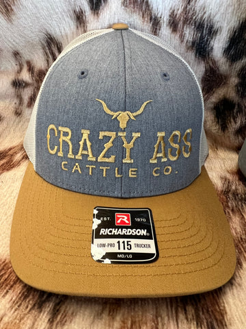 Crazy Ass Cattle Company Tan & Gray Cap