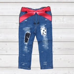 Cowprint Distressed Denim