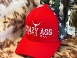Crazy Ass Cattle Company Red & Flag Cap