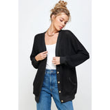 Thermal Knit Cardigan-Black