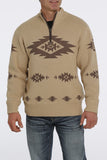 Cinch Men’s 1/4 Zip Aztec Print Pullover Sweater