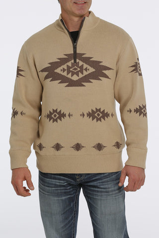 Cinch Men’s 1/4 Zip Aztec Print Pullover Sweater