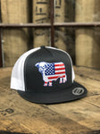 Lazy J Ranch Grey & White American Flag Bull Cap