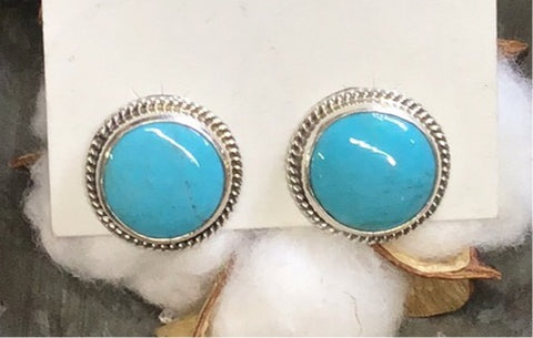 Round Turqoise & Silver Earrings