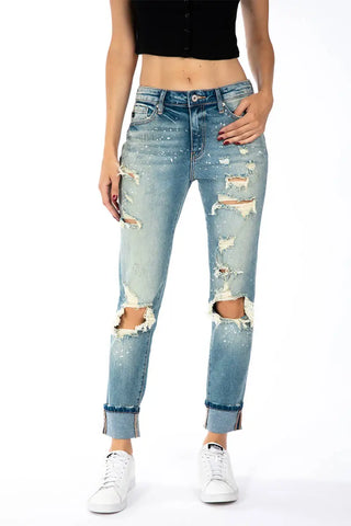 High Rise Boyfriend Distressed Jean