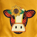 Sweet Sunflower Cow Appliqué Ruffle Hem