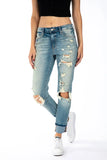 High Rise Boyfriend Distressed Jeans