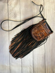 Dark Brown Brands with Black & Brown Fringe Crossbody Purse