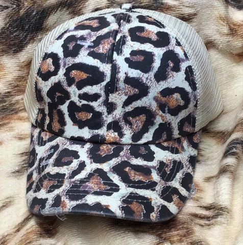 Cheetah Ponytail Cap
