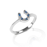 Kelly Herd Blue & Clear Horseshoe Ring