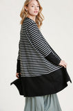 Striped Open Front Cardigan