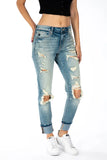 High Rise Boyfriend Distressed Jeans